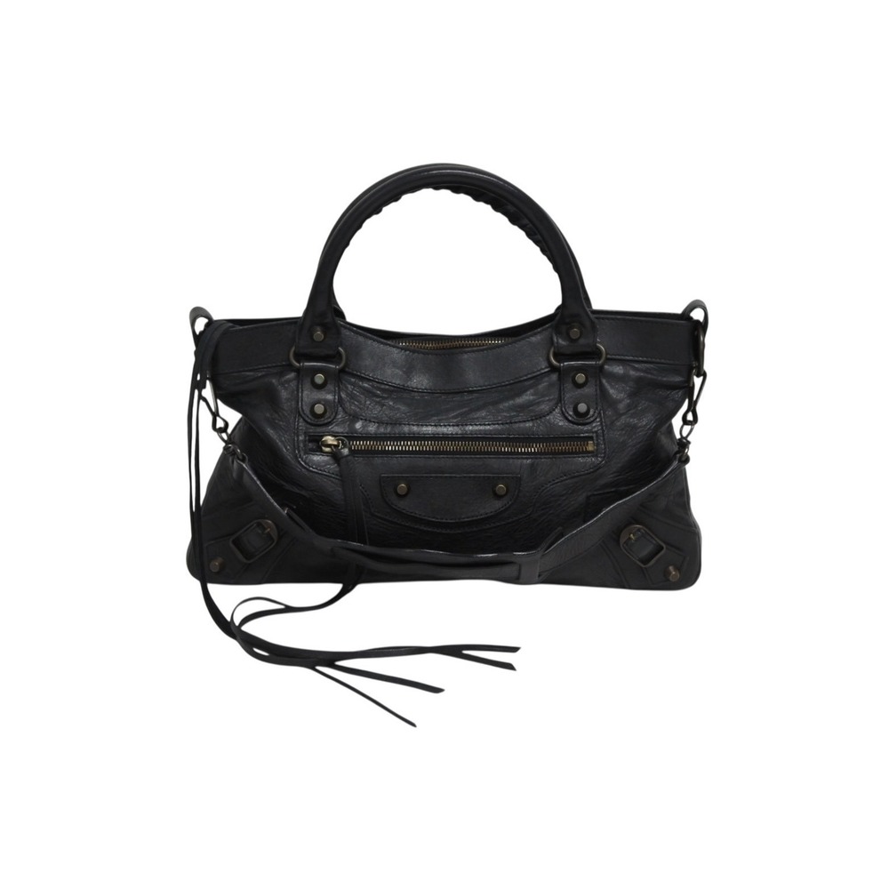BALENCIAGA The First Handbag Shoulder Bag Black Leather
